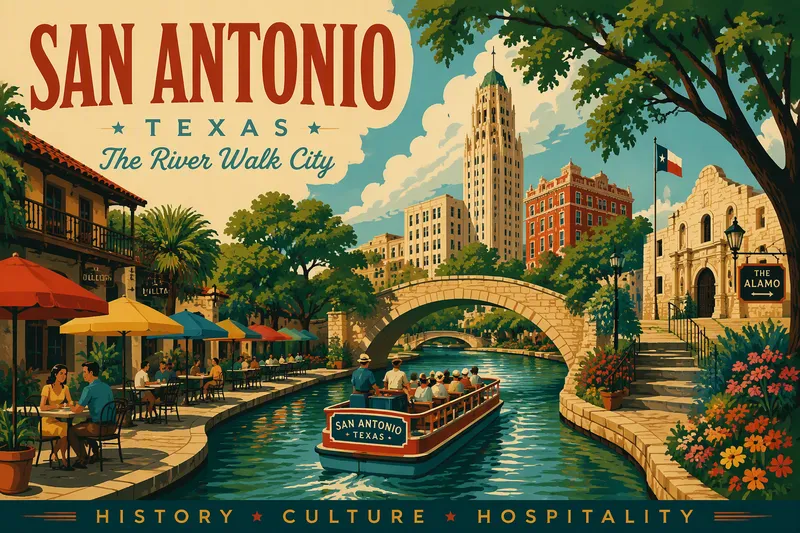 San Antonion River Walk jokivarsi kaupungin keskustassa