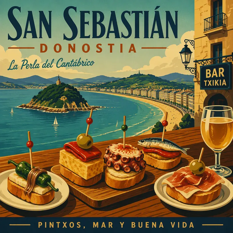 Pintxos-annoksia tarjolla ravintolan tiskillä