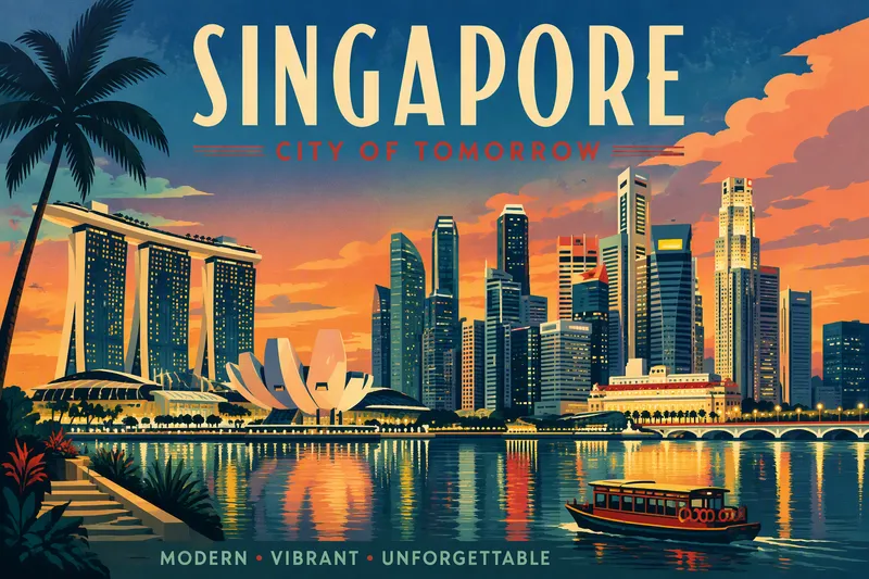 Singaporen moderni horisontti ja pilvenpiirtäjät