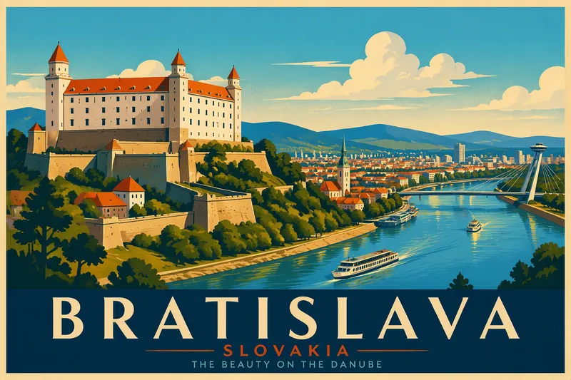 Bratislavan linna ja kaupungin panoraama