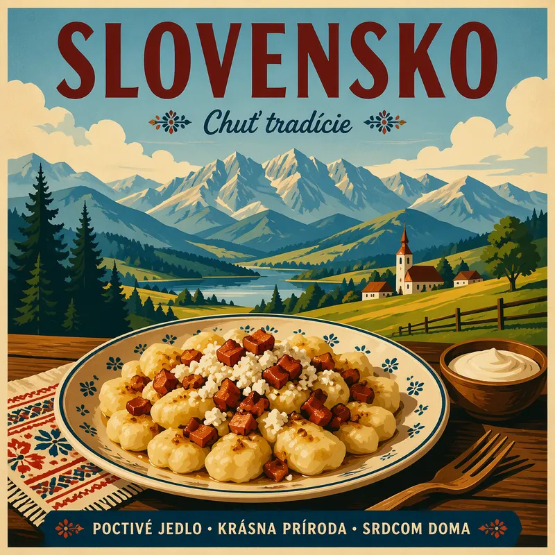 Perinteinen slovakialainen bryndzové halušky -annos