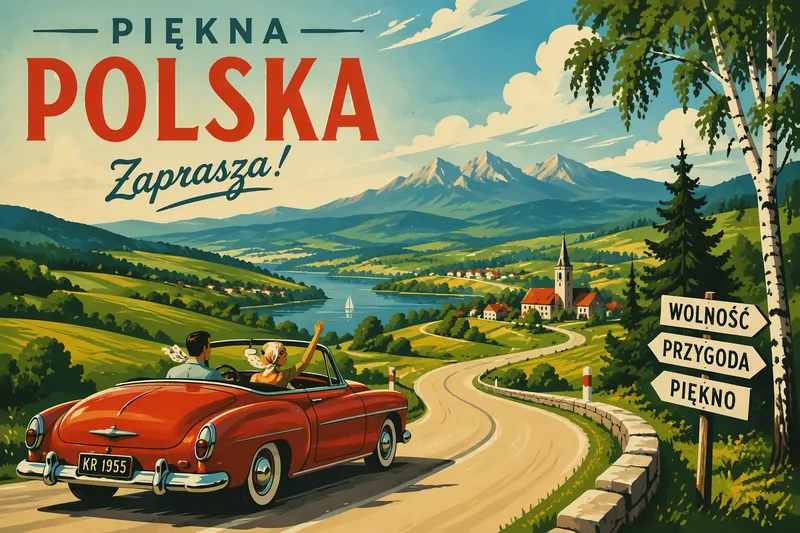 Maisematie Puolan maaseudulla kesäpäivänä