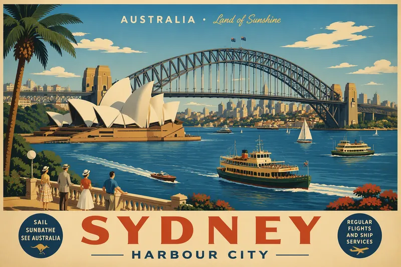 Sydneyn oopperatalo ja satamasilta aurinkoisena päivänä