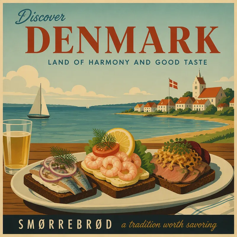 Perinteinen tanskalainen voileipä eli smørrebrød Perinteinen tanskalainen voileipä eli smørrebrød