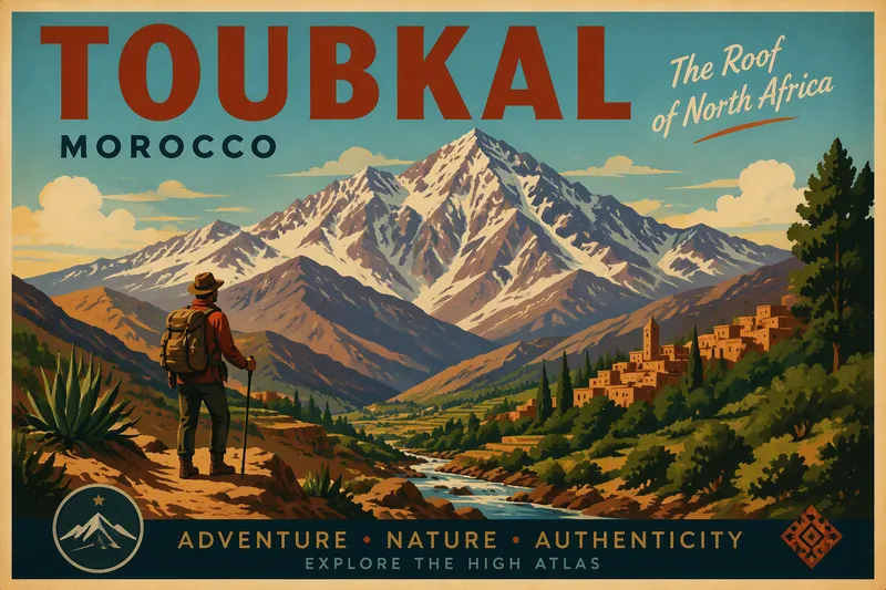 Majesteettinen näkymä Toubkal-vuoresta Majesteettinen näkymä Toubkal-vuoresta