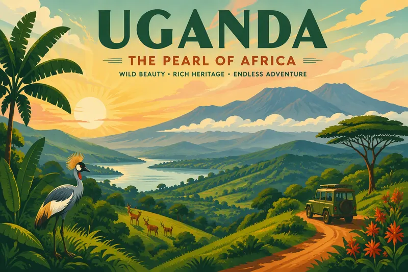 Ugandan luonnonmaisemat ja vuoret auringonnousun aikaan