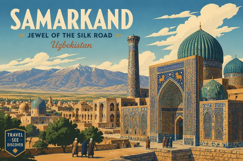 Historiallinen sininen arkkitehtuuri ja minareetti Samarkandissa Historiallinen sininen arkkitehtuuri ja minareetti Samarkandissa