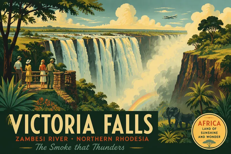 Victoria Fallsin valtavat vesiputoukset ja vehreä ympäristö