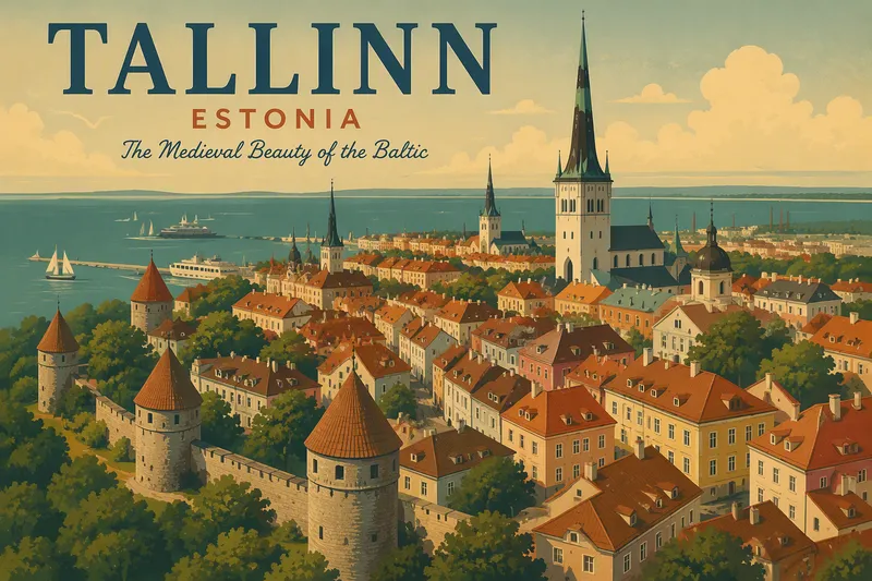 Tallinnan keskiaikainen vanhakaupunki ylhäältä päin