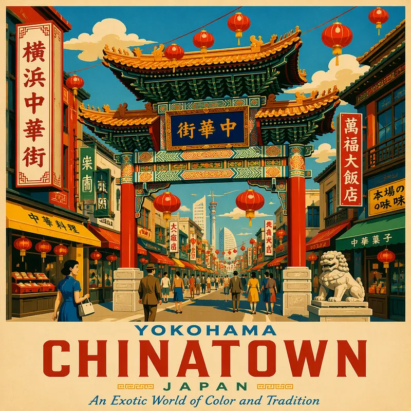 Värikäs kiinalainen portti Yokohaman Chinatownin alueella